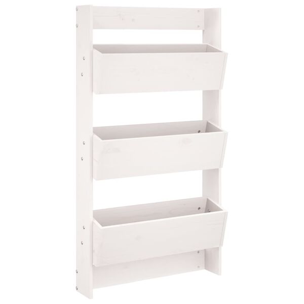 vidaXL Sieninis lovelis, 3 aukštų, baltas, 60x18,5x110cm, pušis