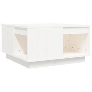 vidaXL Kavos staliukas, baltas, 60x61x32,5cm, pu&scaron;ies medienos masyvas