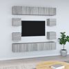 vidaXL TV spintelių komplektas, 10 dalių, pilkas ąžuolo, mediena