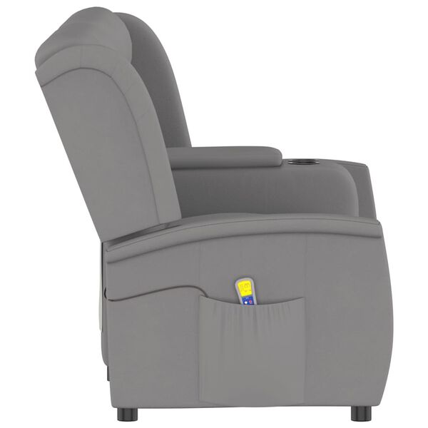 vidaXL Keturvietis atlo&scaron;iamas masažinis krėslas, &scaron;viesiai pilkas