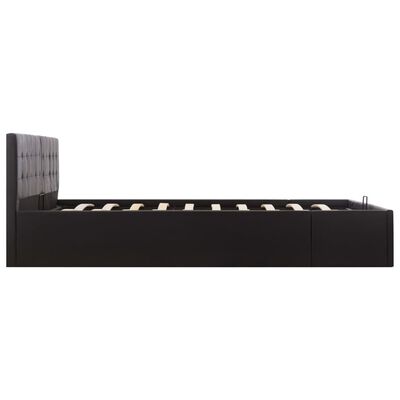 vidaXL Lovos rėmas su daiktadėže, juodas, 180x200cm, dirbtinė oda