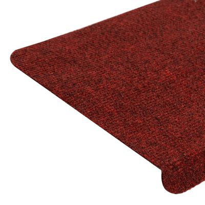 vidaXL Lipnūs laiptų kilimėliai, 15vnt., raudonos, 65x24,5x3,5cm