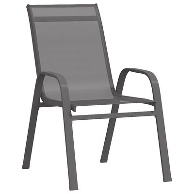 vidaXL Sudedamos sodo kėdės, 6vnt., pilkos, tekstileno audinys
