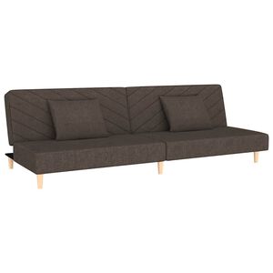 vidaXL Dvivietė sofa-lova dvejomis pagalvėmis, rudos spalvos, audinys