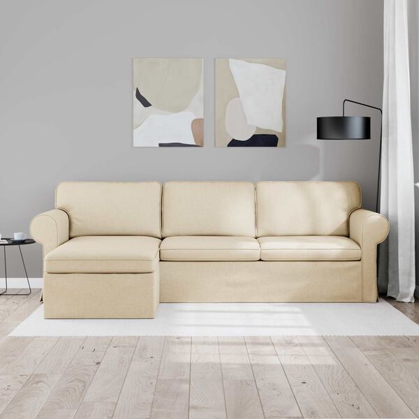 vidaXL Sofa 210cm Kreminė Metalas