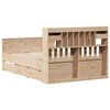 vidaXL Lova su knygų spinta be čiužinio, 150x200cm, pušies masyvas