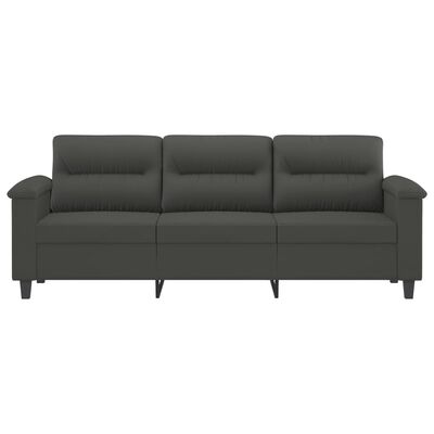 vidaXL Trivietė sofa, tamsiai pilka, 180cm, mikropluošto audinys