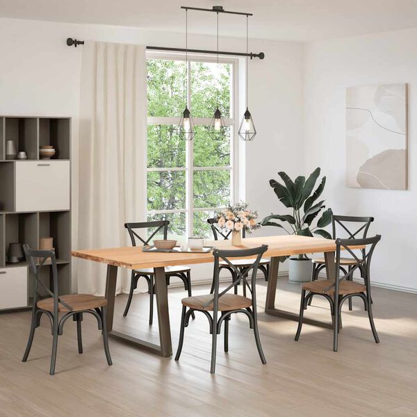 vidaXL Valgomojo stalo kojelės, V formos, 2 vnt., natūralus plienas, 100 x (72-73,3) cm, plienas