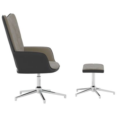 vidaXL Poilsio kėdė su pakoja, šviesiai pilkos spalvos, aksomas ir PVC