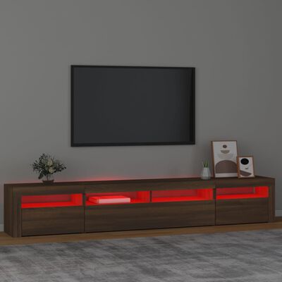 vidaXL Televizoriaus spintelė su LED, ruda ąžuolo, 240x35x40cm