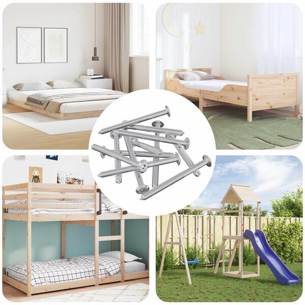 vidaXL Baldų varžtai 1400 pcs Sidabro Plienas