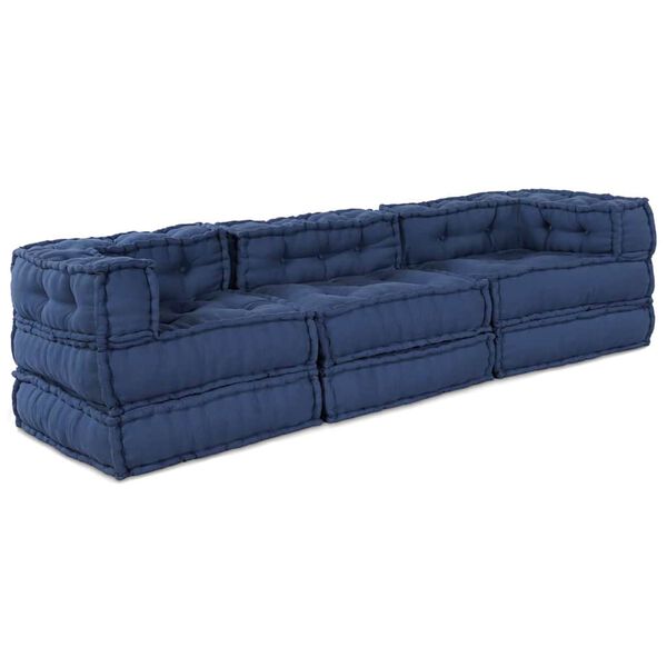 vidaXL Modulinė sofa 3 pcs Indigo audinys