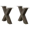 vidaXL Kavos staliuko kojelės, X formos, 2 vnt., natūralus plienas, 60x(42-43) cm, plienas