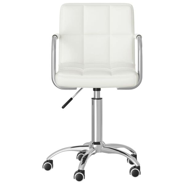 vidaXL Pasukamos valgomojo kėdės, 4vnt., baltos spalvos, dirbtinė oda