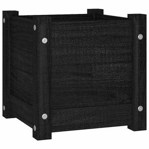 vidaXL Sodo lovelis, juodas, 31x31x31cm, pu&scaron;ies medienos masyvas