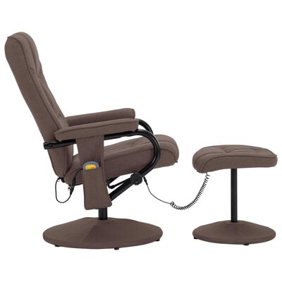 vidaXL Atlošiamas masažinis krėslas su pakoja, rudas, audinys
