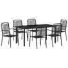 vidaXL Sodo valgomojo komplektas 7 pcs Juoda