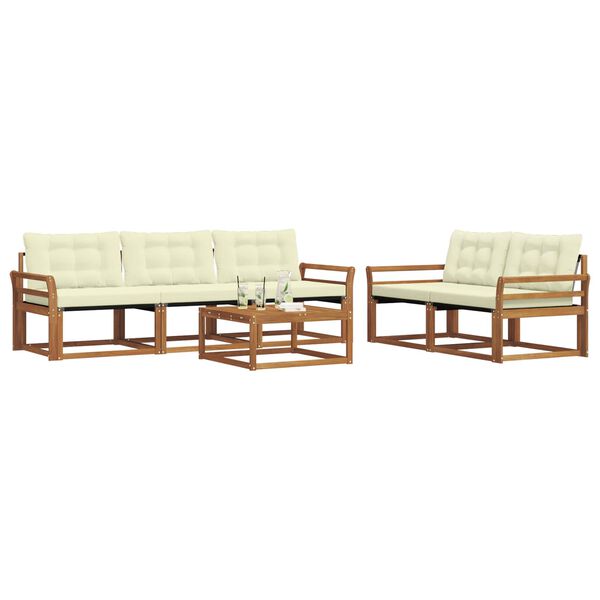 vidaXL Lauko sofos komplektas su pagalve 6 pcs Natūralus ir grietinėlė