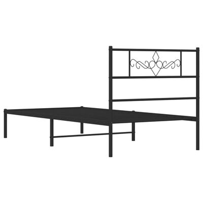 vidaXL Metalinis lovos rėmas su galvūgaliu, juodos spalvos, 75x190cm