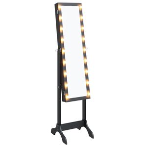 vidaXL Laisvai pastatomas veidrodis su LED, juodas, 34x37x146cm