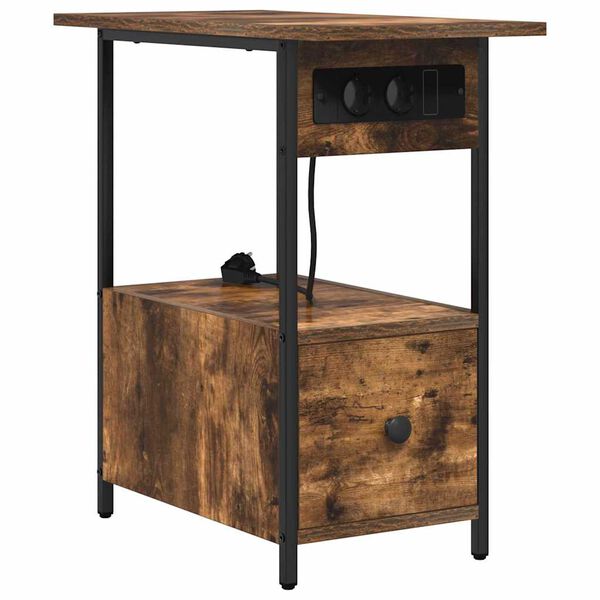 vidaXL &Scaron;alia lovos spintelė su stalčių Rūkyta ąžuolas 60 x 30 x 61 cm