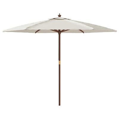 vidaXL Sodo skėtis su mediniu stulpu, smėlio spalvos, 299x240cm