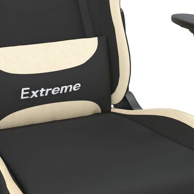 vidaXL Žaidimų kėdė su pakoja, juodos ir kreminės spalvos, audinys