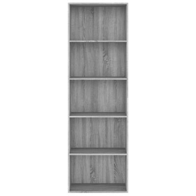 vidaXL Spintelė knygoms, 5 aukštų, pilka ąžuolo, 60x30x189cm, mediena