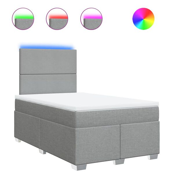 vidaXL Lova su spyruoklėmis ir čiužiniu, pilka, 120x190cm, audinys