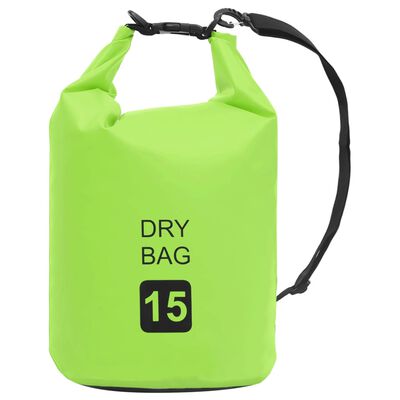 vidaXL Vandeniui atsparus krepšys, žalios spalvos, PVC, 15l