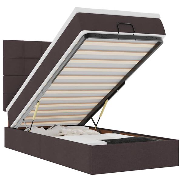 vidaXL Osmanų lovos rėmas su čiužiniu, rudas, 90x190cm, audinys