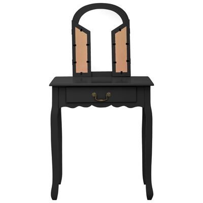 vidaXL Kosmetinis staliukas, juodas, 65x36x128cm, paulovnija ir MDF