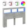 vidaXL Galvūgalis-spintelė su LED, betono pilkos spalvos, 140x17x102cm