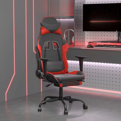 vidaXL Masažinė žaidimų kėdė su pakoja, juoda ir raudona, dirbtinė oda