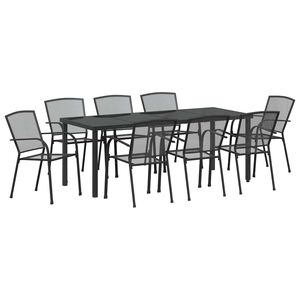 vidaXL Sodo valgomojo komplektas 9 vnt. Antracitas
