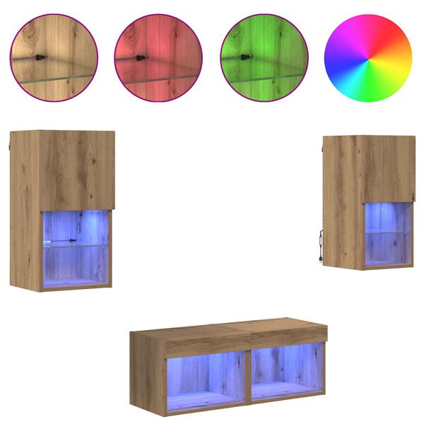 vidaXL TV sieniniai spintelės 4 pcs Amatininkų ąžuolas