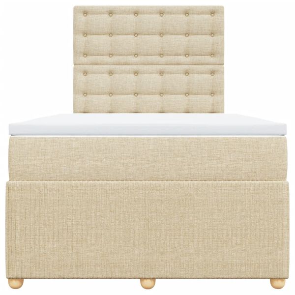 vidaXL Lova su spyruoklėmis ir čiužiniu, kreminė, 120x200 cm, audinys