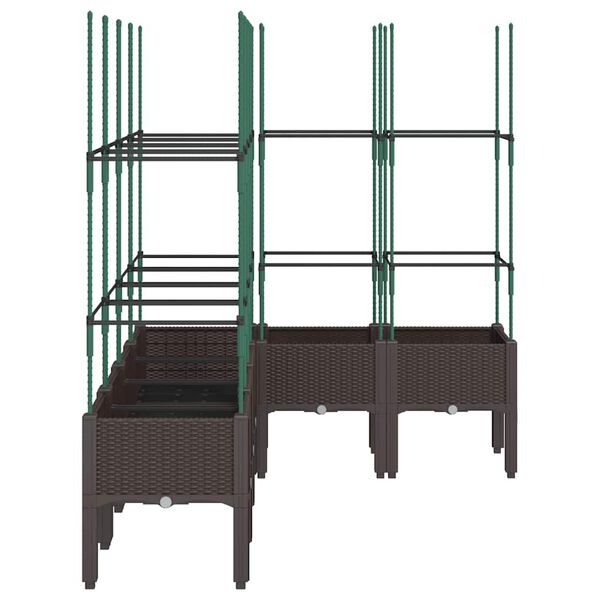 vidaXL Sodo lovelis su treliažu, rudos spalvos, 160x120x142,5cm, PP