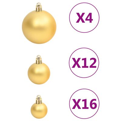 vidaXL Kalėdinių žaisliukų rinkinys, 111vnt., auksiniai, polistirenas