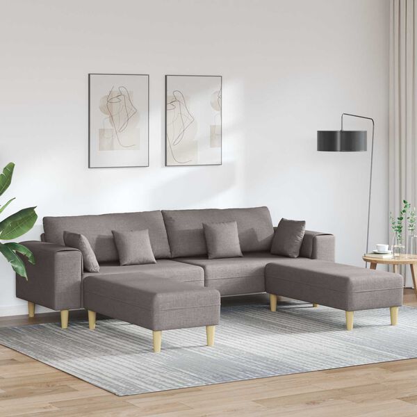 vidaXL Sofa su pagalve 3 pcs Taupe audinys