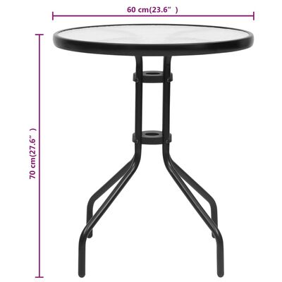 vidaXL Sodo stalas, juodos spalvos, skersmuo 60x70cm, plienas