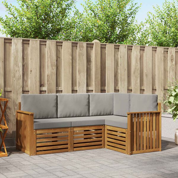 vidaXL Sofų komplektai su pagalve 4 pcs Natūrali ir &scaron;viesiai pilka