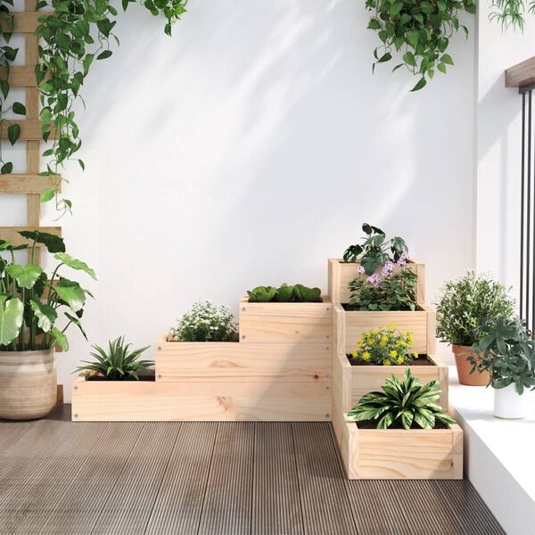 vidaXL Sodo lovelis, 4 aukštų, 80,5x79x36cm, pušies medienos masyvas