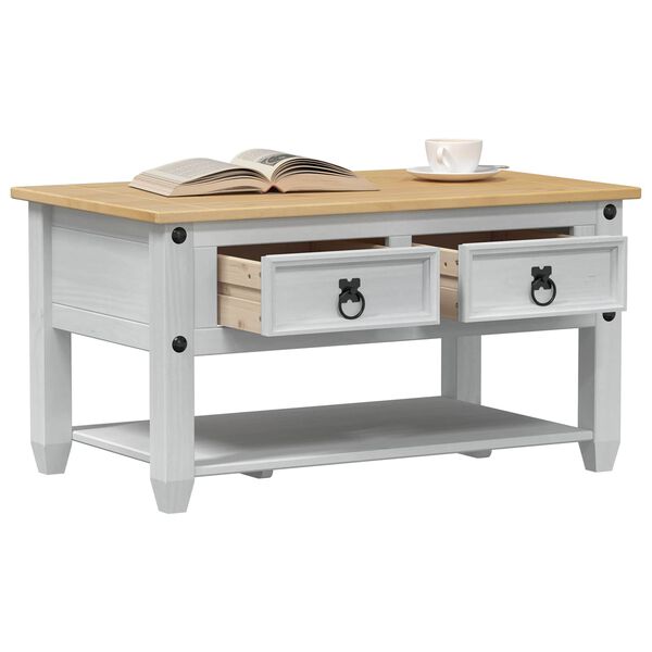 vidaXL Kavos staliukas Balta 85 x 50 x 45 cm Kietos pu&scaron;ies mediena