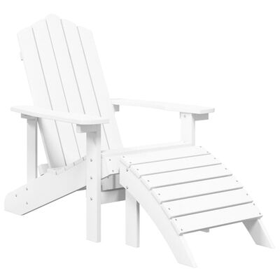 vidaXL Sodo Adirondack kėdės su pakojomis ir staliuku, baltos, HDPE