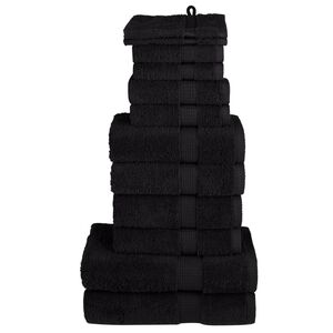 vidaXL Rank&scaron;luosčių rinkinys SOLUND, 12vnt., juodi, 600g/m&sup2;