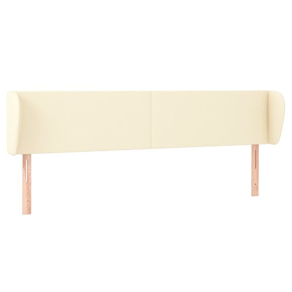 vidaXL Galvūgalis su auselėmis, kreminės,203x23x78/88cm, dirbtinė oda