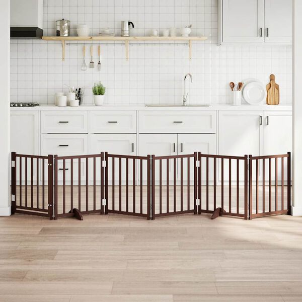 vidaXL Varteliai &scaron;unims su durimis, 6 segmentai, rudi, 300cm, eglė