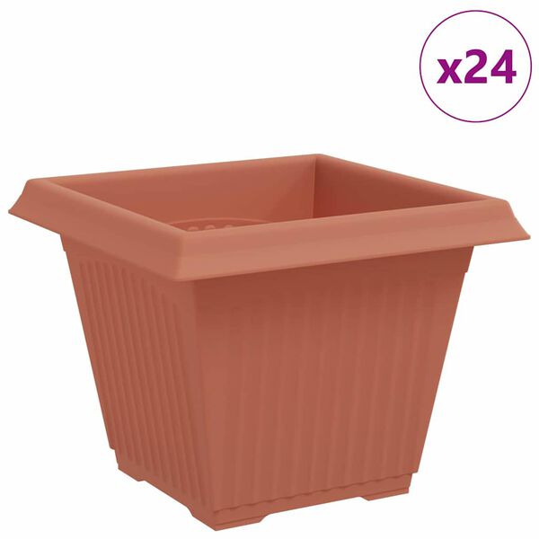 vidaXL Kvadratinis gėlių vazonas 24 pcs Raudona plyta 38 x 38 x 30 cm