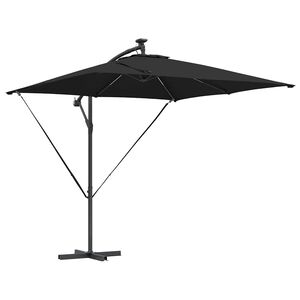 vidaXL Skėtis nuo saulės su LED juostelėmis Juoda 249 x 249 x 250 cm